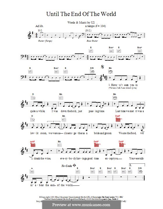 The End Of The World sheet music for guitar (chords) v2