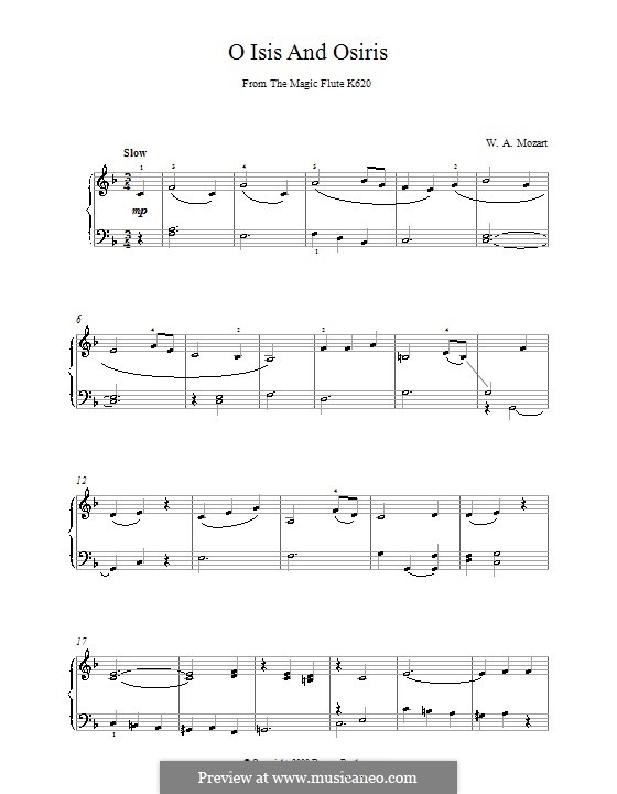 O Isis and Osiris: For piano by Wolfgang Amadeus Mozart