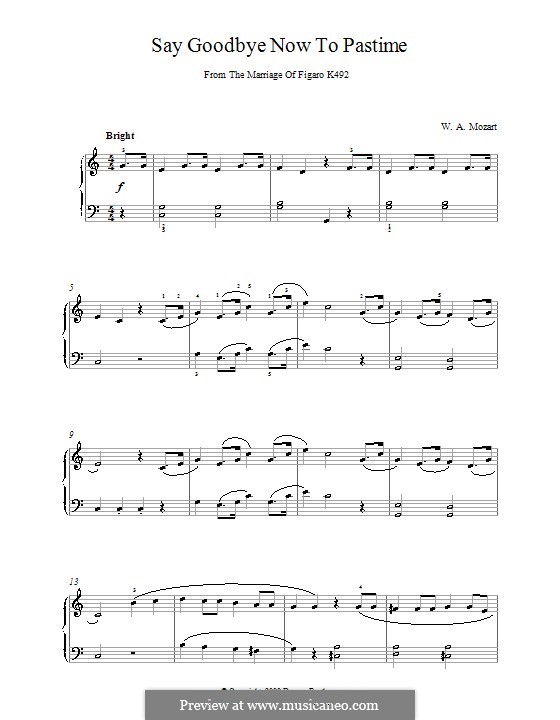 Non più andrai (Now no More): Version for piano by Wolfgang Amadeus Mozart