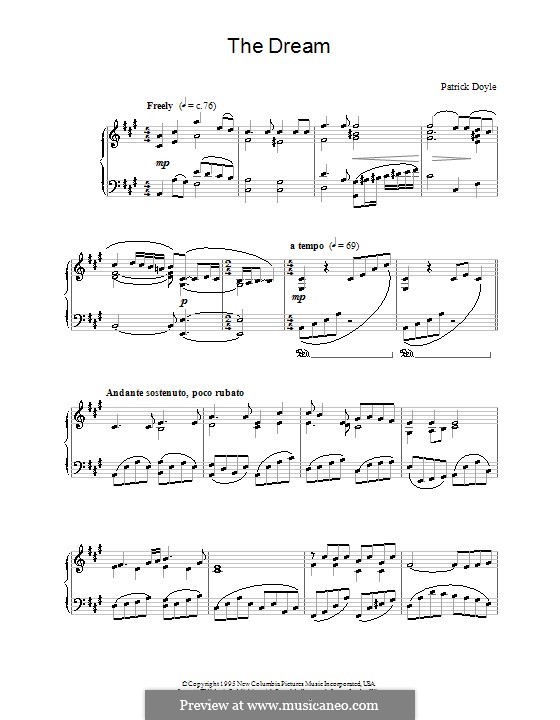 The Dreame (from Sense and Sensibility): For piano by Patrick Doyle