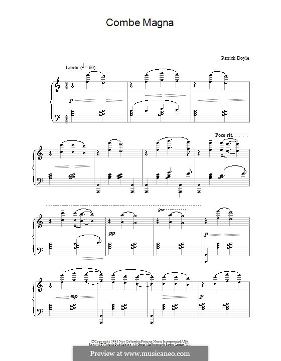 Combe Magna (from Sense and Sensibility): For piano by Patrick Doyle