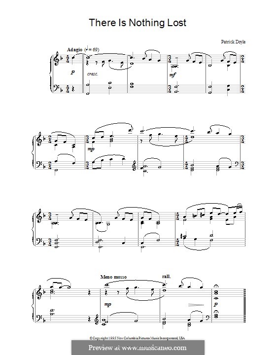 There Is Nothing Lost (from Sense and Sensibility): For piano by Patrick Doyle
