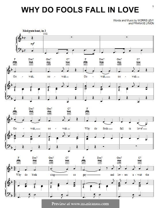 Why Do Fools Fall in Love: For voice and piano (or guitar) by Frankie Lymon, Morris Levy