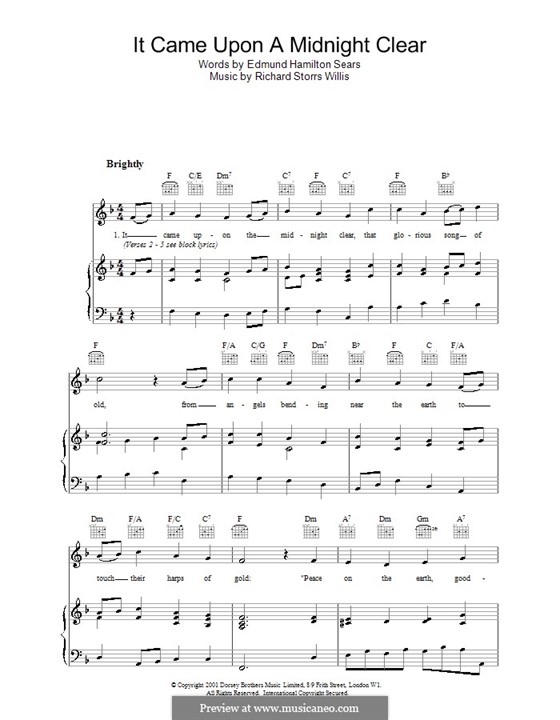 Vocal version: For voice and piano (or guitar) by Richard Storrs Willis