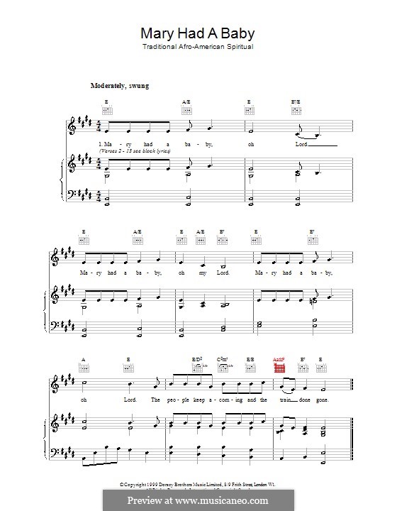 Mary Had a Baby: For voice and piano (or guitar) by folklore