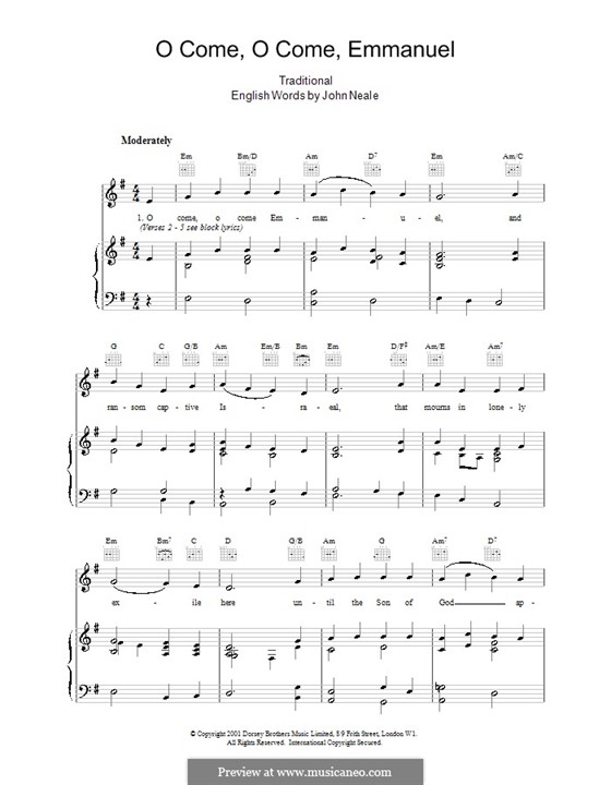 O Come, O Come, Emmanuel by folklore - sheet music on MusicaNeo