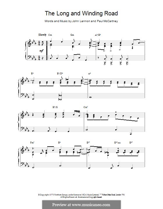 The Long and Winding Road (The Beatles): For easy piano by John Lennon, Paul McCartney