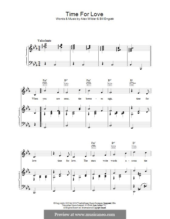 Time for Love (Marlene Dietrich): For voice and piano (or guitar) by Alec Wilder, Bill Engvick
