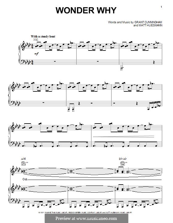 Wonder Why (Grant Cunningham): For voice and piano (or guitar) by Matt Huesmann
