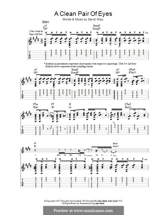 A Clean Pair of Eyes: For guitar with tab by David Gray