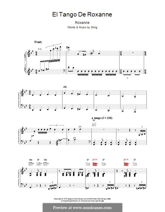 El Tango De Roxanne: For voice and piano (or guitar) by Sting