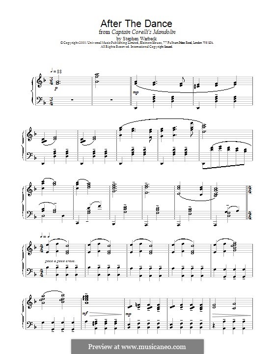 After the Dance (from Captain Corelli's Mandolin): For piano by Stephen Warbeck