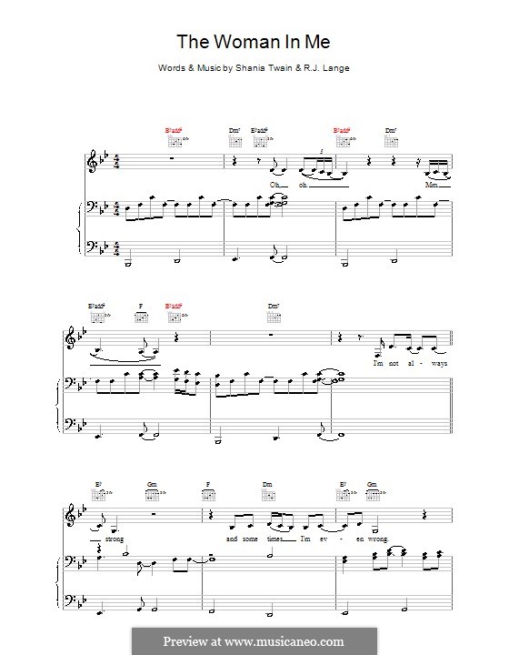 The Woman in Me (Needs the Man in You): For voice and piano (or guitar) by Robert John Lange, Shania Twain