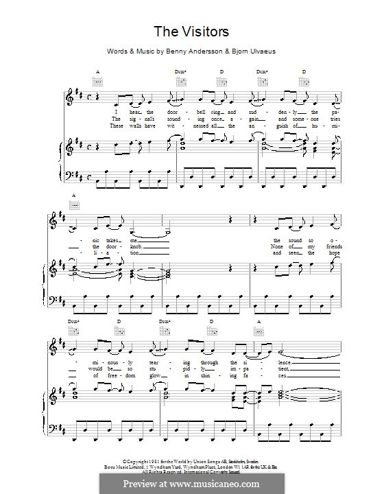 The Visitors (ABBA): For voice and piano (or guitar) by Benny Andersson, Björn Ulvaeus
