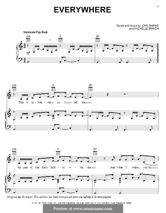 Everywhere (Michelle Branch) by J.M. Shanks - sheet music on MusicaNeo