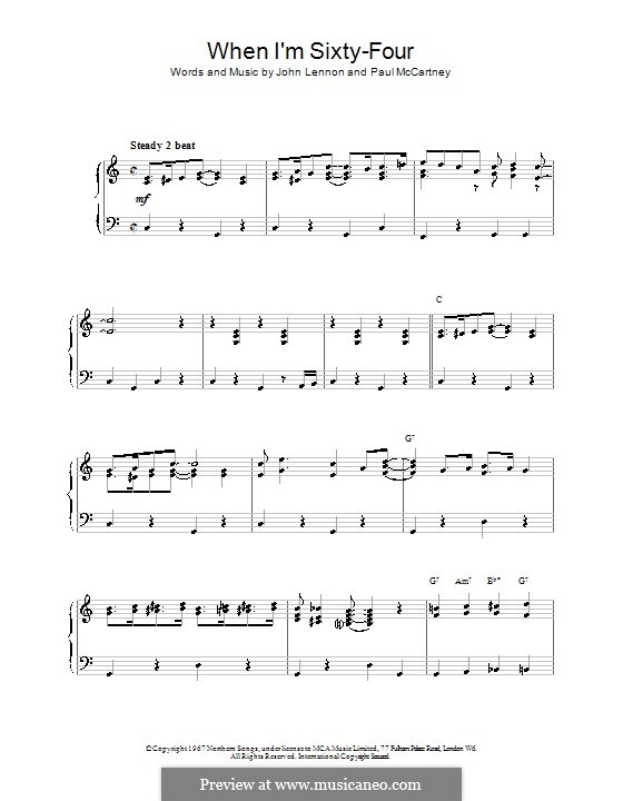 When I'm Sixty-Four (The Beatles), for One Instrument: For piano by John Lennon, Paul McCartney