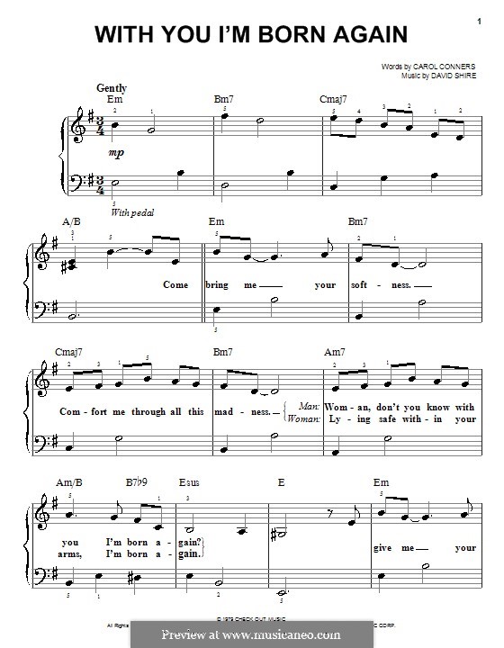 With You I'm Born Again (Billy Preston & Syreeta): For easy piano by Carol Connors, David Shire