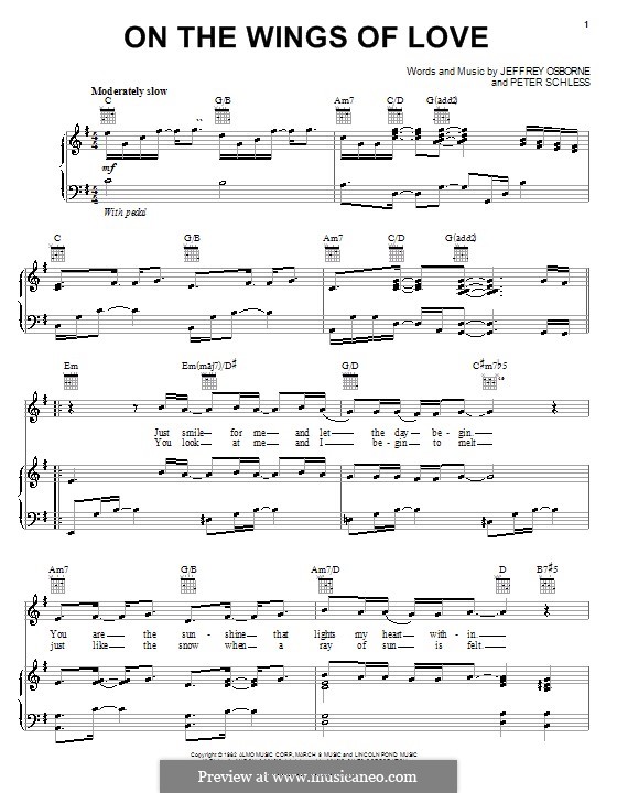 On the Wings of Love: For voice and piano (or guitar) by Peter Schless