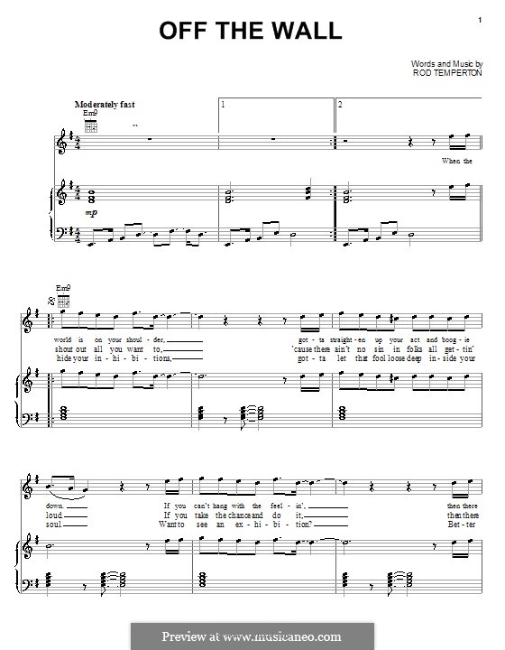 Off The Wall Michael Jackson By R Temperton Sheet Music On Musicaneo