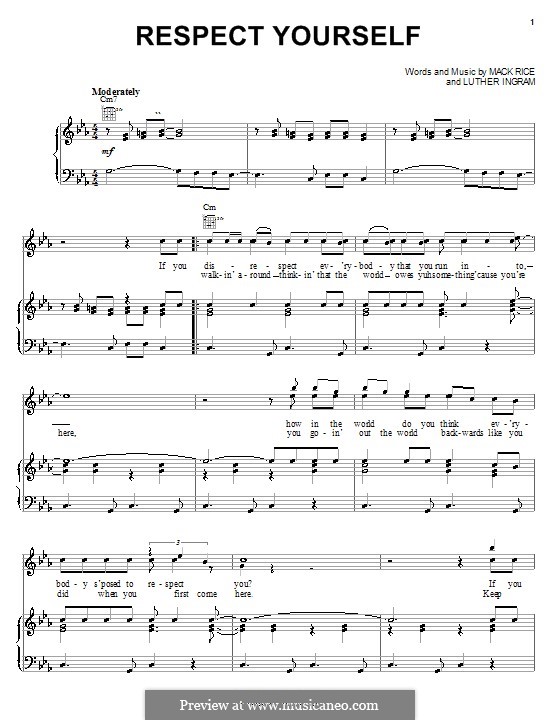 Respect Yourself (The Staple Singers): For voice and piano (or guitar) by Mark Rice, Luther Ingram