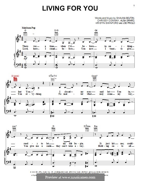 Living for You: For voice and piano (or guitar) by Chrissy Conway, Joe Priolo
