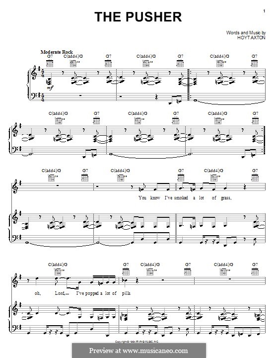 The Pusher (Steppenwolf): For voice and piano (or guitar) by Hoyt Axton