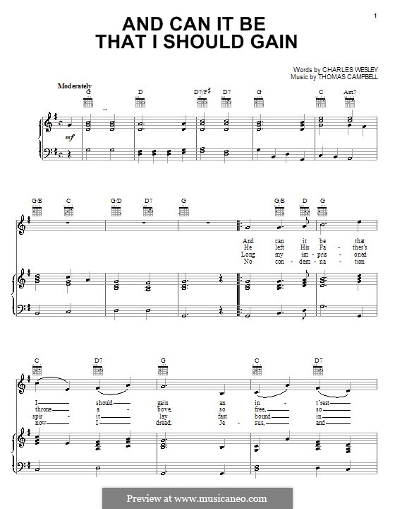 And can it be that i should gain by t campbell sheet music on musicaneo