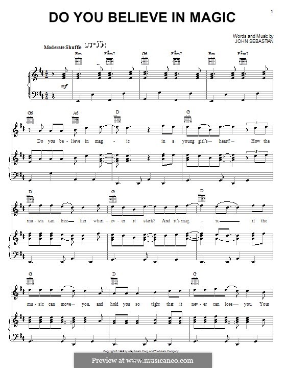 Do You Believe In Magic (The Lovin' Spoonful): For voice and piano (or guitar) by John B. Sebastian