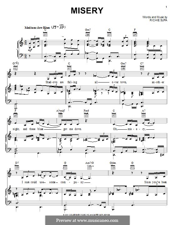 Misery (Pink): For voice and piano (or guitar) by Richard Supa