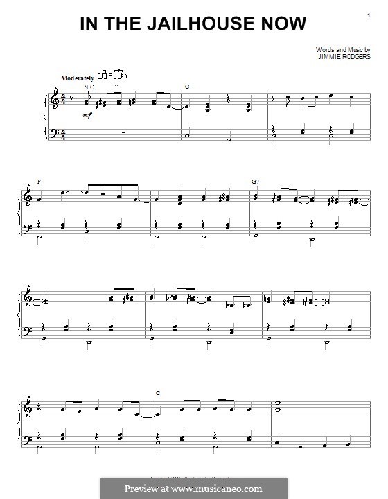 In the Jailhouse Now: For voice and piano (or guitar) by Jimmie Rodgers