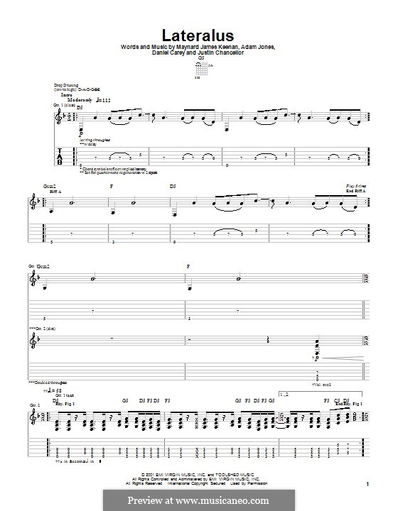Lateralus (Tool): For guitar with tab by Adam Jones, Daniel Carey, Justin C...