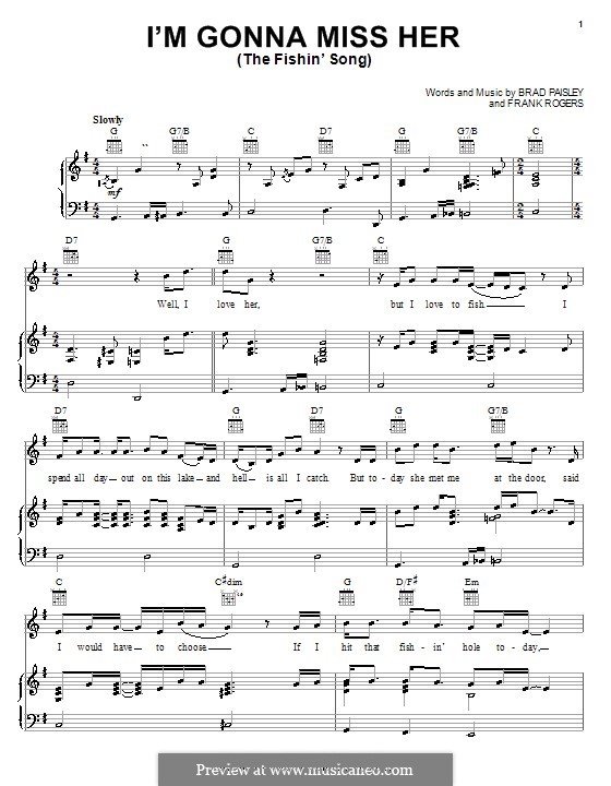I'm Gonna Miss Her (The Fishin' Song): For voice and piano (or guitar) by Frank Rogers