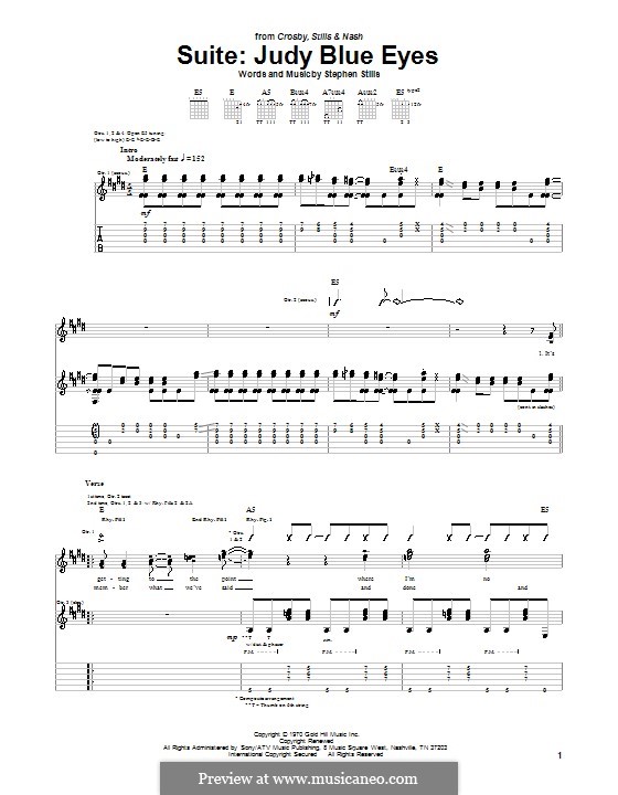 Judy Blue Eyes (Suite): For guitar with tab by Stephen Stills