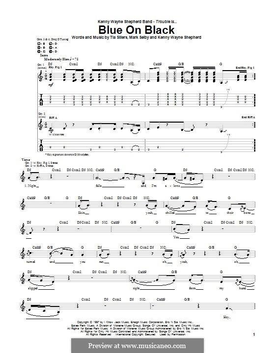 Blue on Black: For guitar with tab by Mark Selby, Tia Sillers