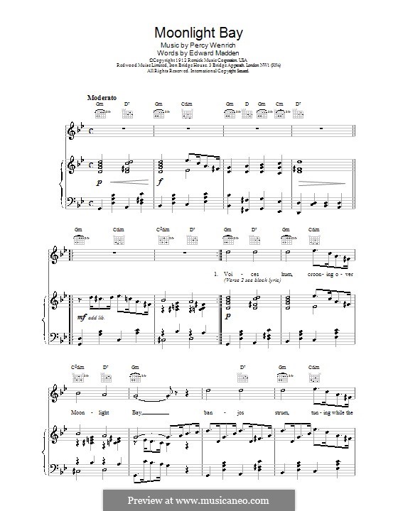 Moonlight Bay by P. Wenrich - sheet music on MusicaNeo