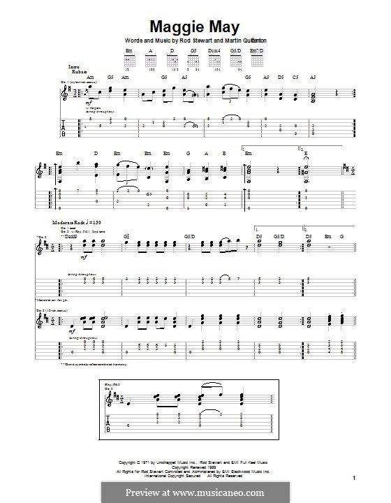 Maggie May: For guitar with tab by Martin Quittenton, Rod Stewart