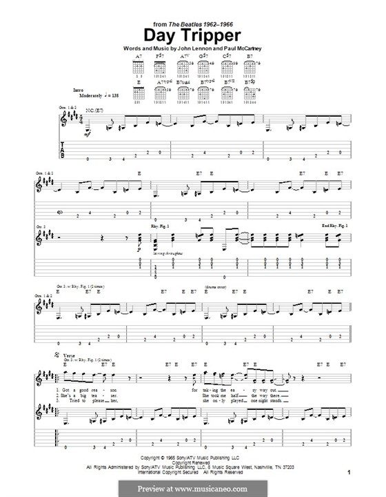 Instrumental version: For guitar with tab by John Lennon, Paul McCartney