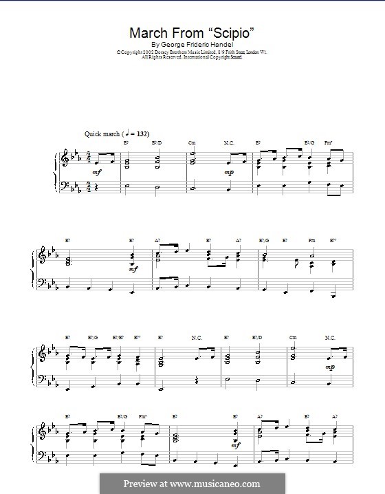 Scipione, HWV 20: March. Arrangement for piano by Georg Friedrich Händel