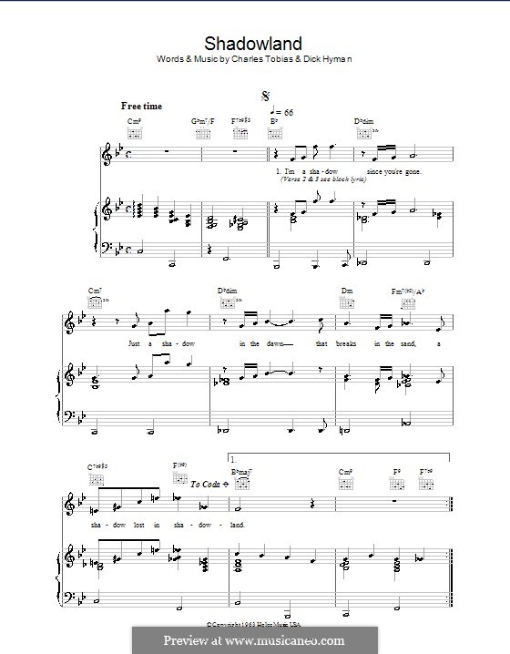 Shadowland by k.d. lang - sheet music on MusicaNeo
