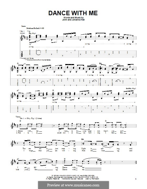 Dance with Me (Orleans): For guitar with tab by John T. Hall, Johanna Hall