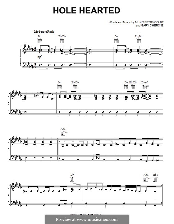 Hole Hearted (Extreme): For voice and piano (or guitar) by Gary Cherone, Nuno Bettencourt