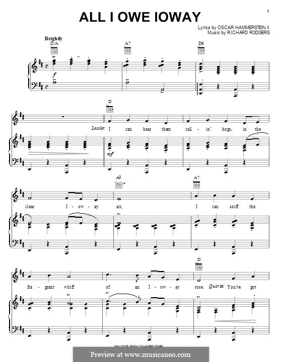 All I Owe Ioway From State Fair By R Rodgers Sheet Music On Musicaneo musicaneo