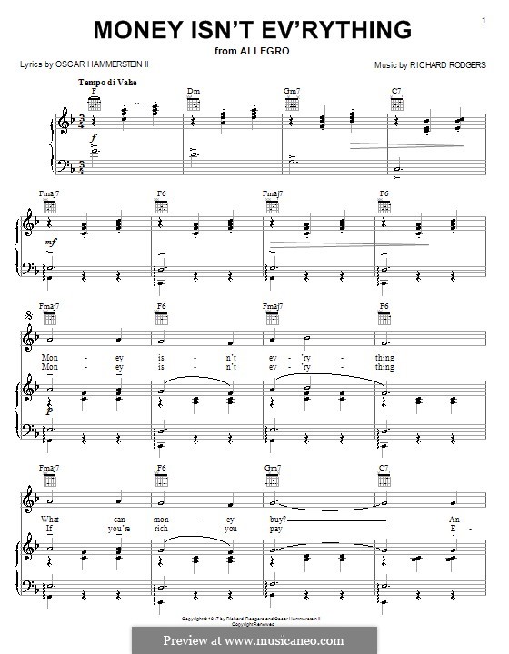 Money isn't Ev'rything (from Allegro): For voice and piano or guitar by Richard Rodgers
