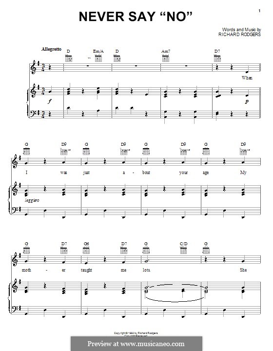 Never Say 'No' to a Man (from State Fair): For voice and piano or guitar by Richard Rodgers