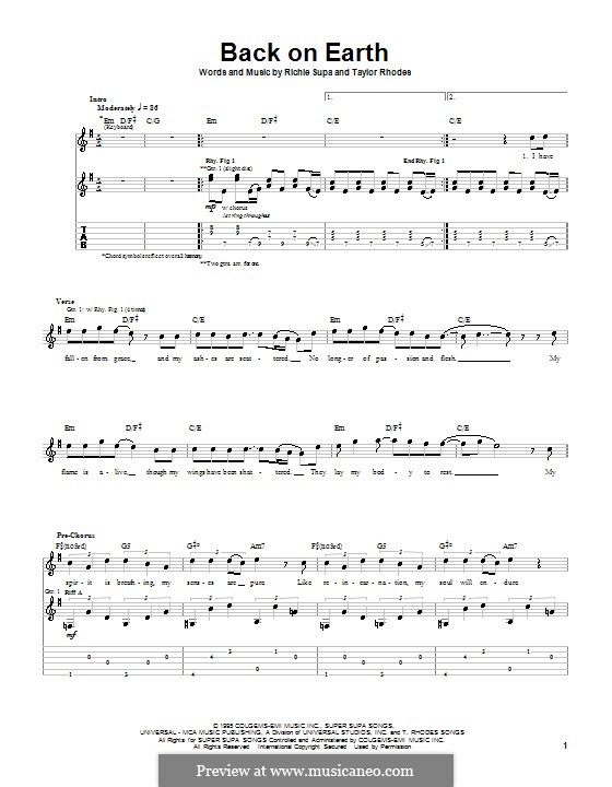 Back on Earth: For guitar with tab by Richard Supa, Taylor Rhodes