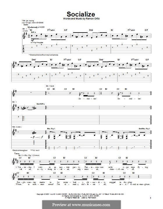 Socialize (Puya): For guitar with tab by Ramon Ortiz