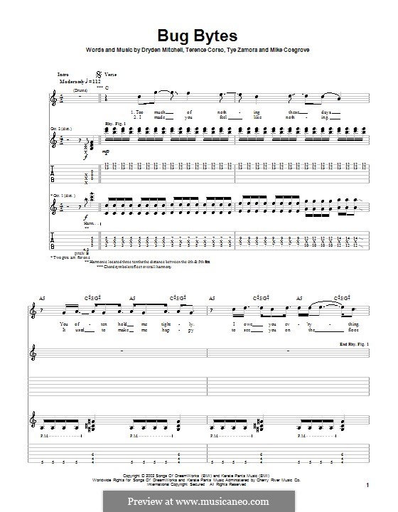 Bug Bytes (from Spider-Man): For guitar with tab by Dryden Mitchell, Mike Cosgrove, Terence Corso