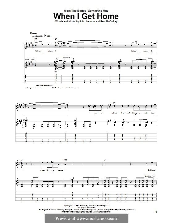 When I Get Home (The Beatles): For guitar with tab by John Lennon, Paul McCartney