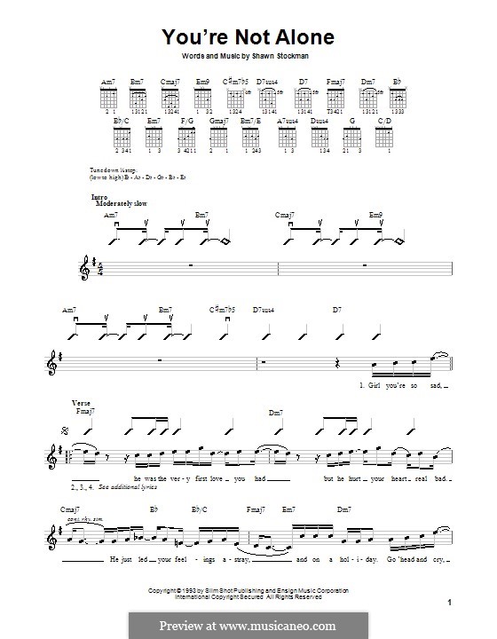 You're Not Alone (Boyz II Men): For guitar (very easy version) by Shawn Stockman