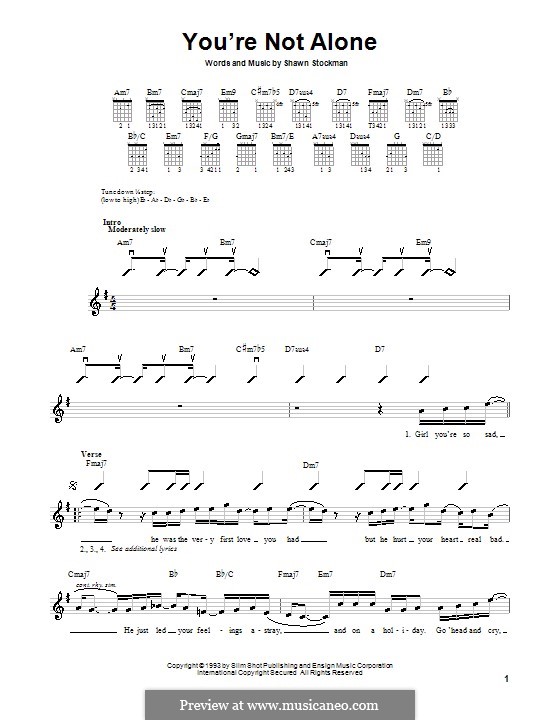 You're Not Alone (Boyz II Men): For guitar (very easy version) by Shawn Stockman